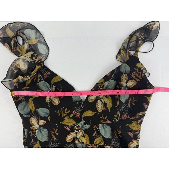 Nicholas Ava Floral Ruffled Cold Shoulder Silk Chiffon Wrap Dress Size 6 $750 - Picture 8 of 11